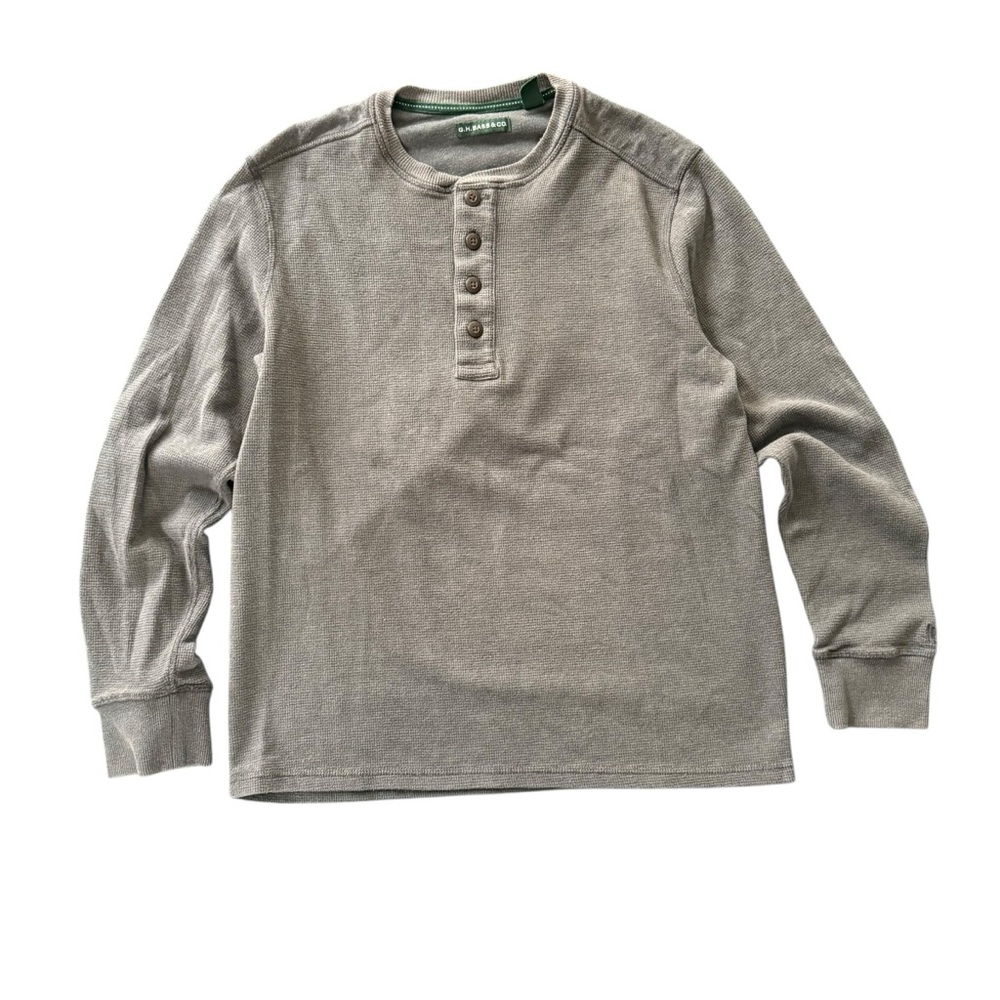 GH Bass and Co Gray Green Long Sleeve‎ Pullover Thermal Henley Large